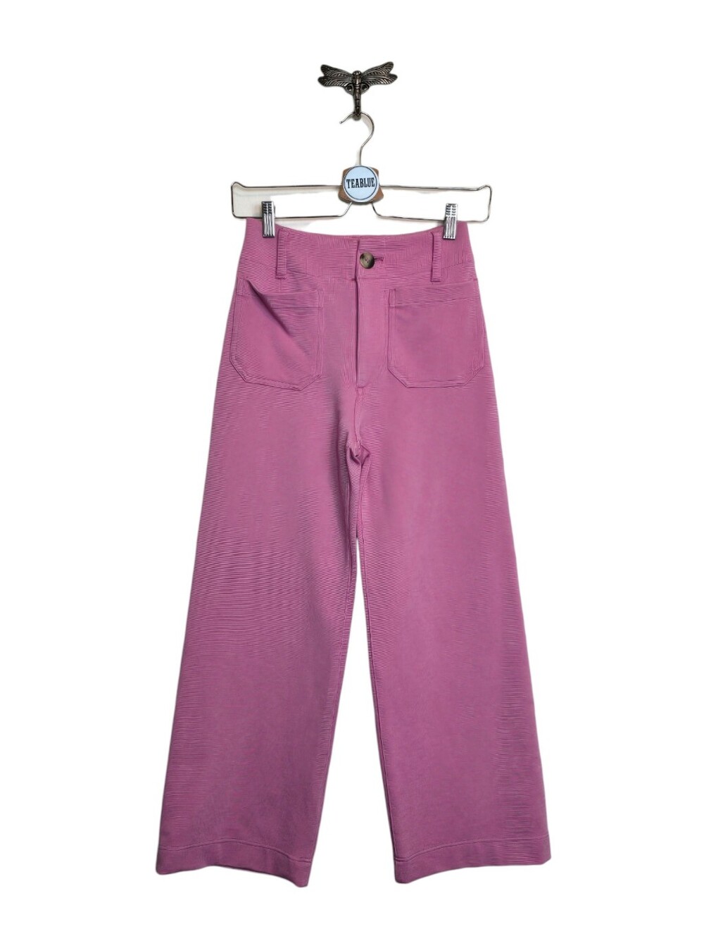 Maeve Colette Knit High-Rise Wide-Leg Cropped Pants Pink 23 - Picture 2 of 13